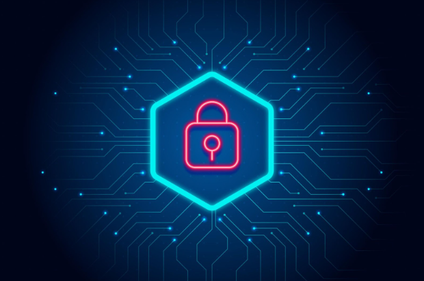 a digital picture of a lock to visualise cybersecurity
